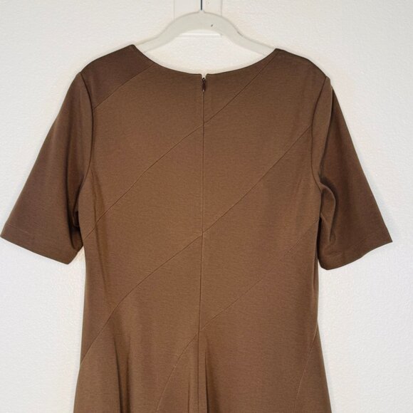 Lafayette 148 New York Women's Brown Flared Skirt Knit Dress SZ 8 EUC - Picture 7 of 12